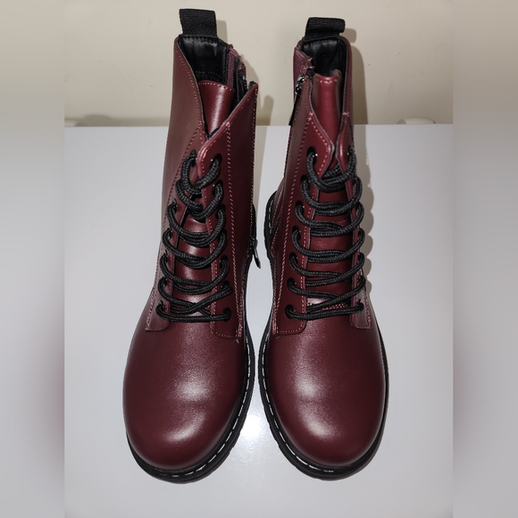 Torrid Combat Boots in Maroon Wide Width - Picture 10 of 15